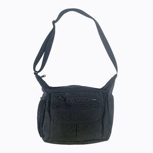 Vintage L.L. Bean Slouchy Hobo Crossbody Shoulder Messenger Bag Black Nylon Mesh